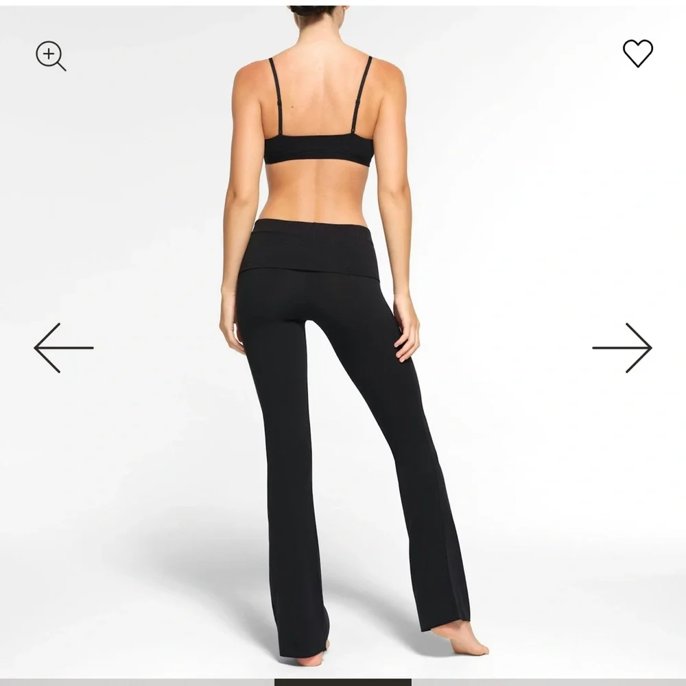 SKIMS Black Authentic Product Black Fold Over Pant Cotton Jersey Size Large NWT - Picture 3 of 10